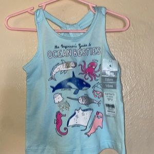 Toddler girls cross strap tank in light aqua